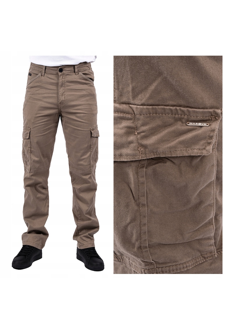 Pantaloni Barbati - Jeremy Cargo - Lungi - Straight Fit - Talie Medie - 5 Buzunare - Fermoar - Bumbac - S INTL - Maro