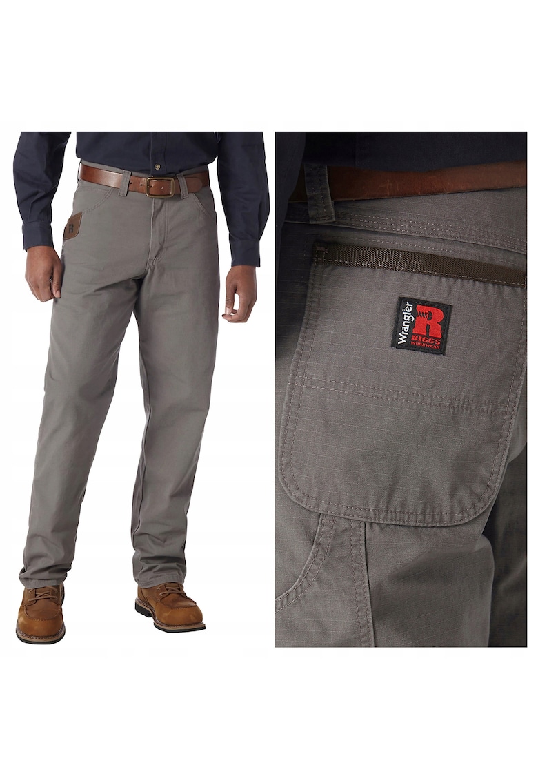 Pantaloni Barbati - Riggs Workwear - Lungi - Cargo Style - Talie Inalta - 5 Buzunare - Fermoar - Bumbac - W32-L32 US - Gri