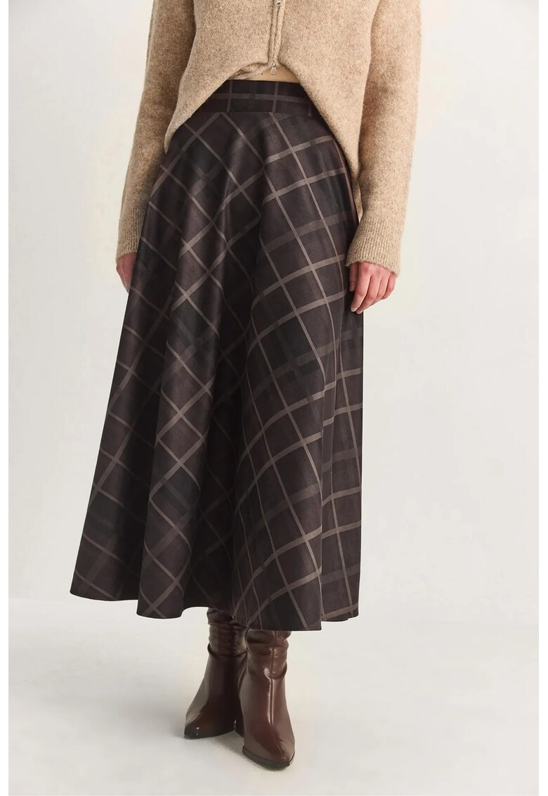 Fusta maxi cu carouri - Maro