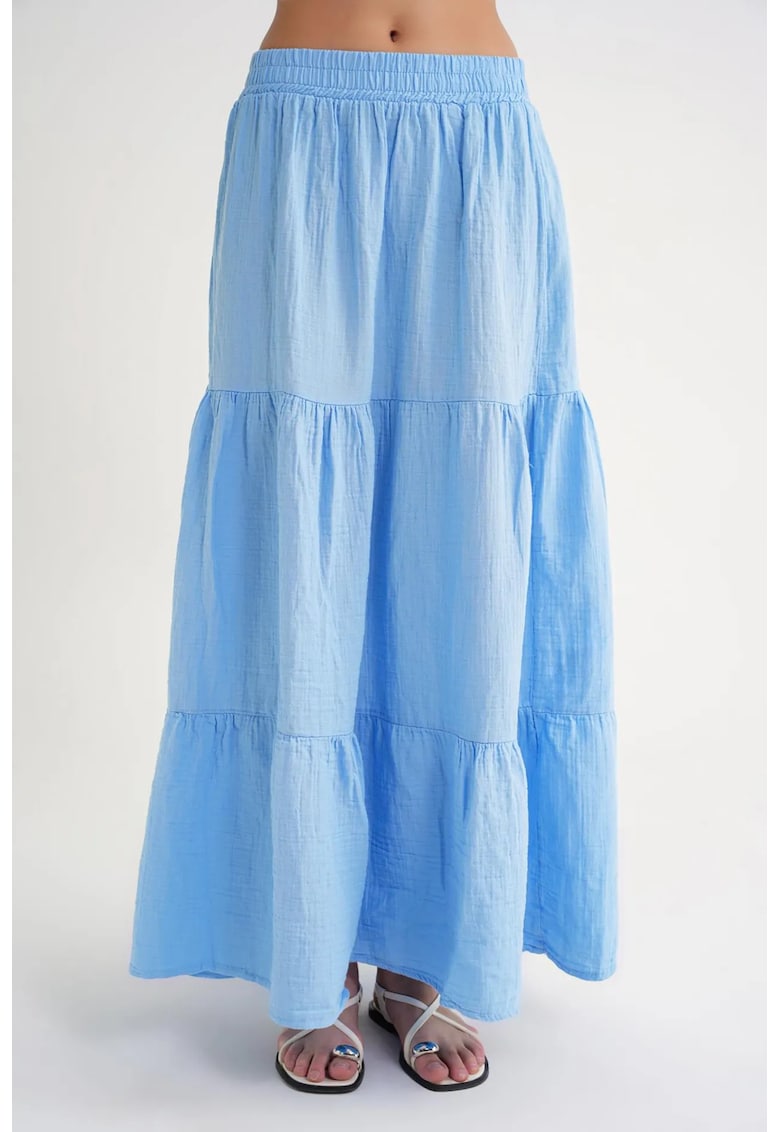 Fusta maxi - bumbac - albastru deschis