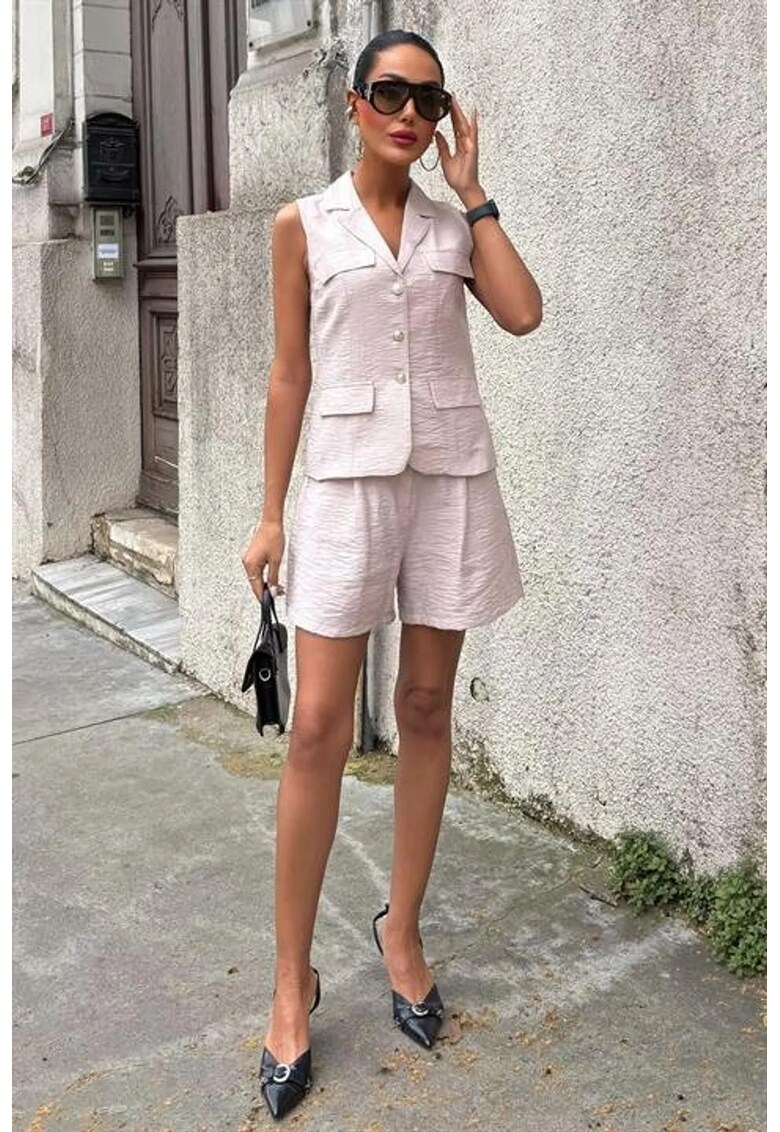 Set compleu din doua piese - texturat - crem