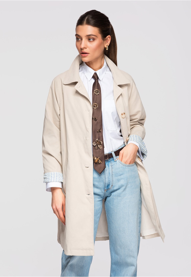 Palton de tranzitie midi OW-COLC-0116 - Bej