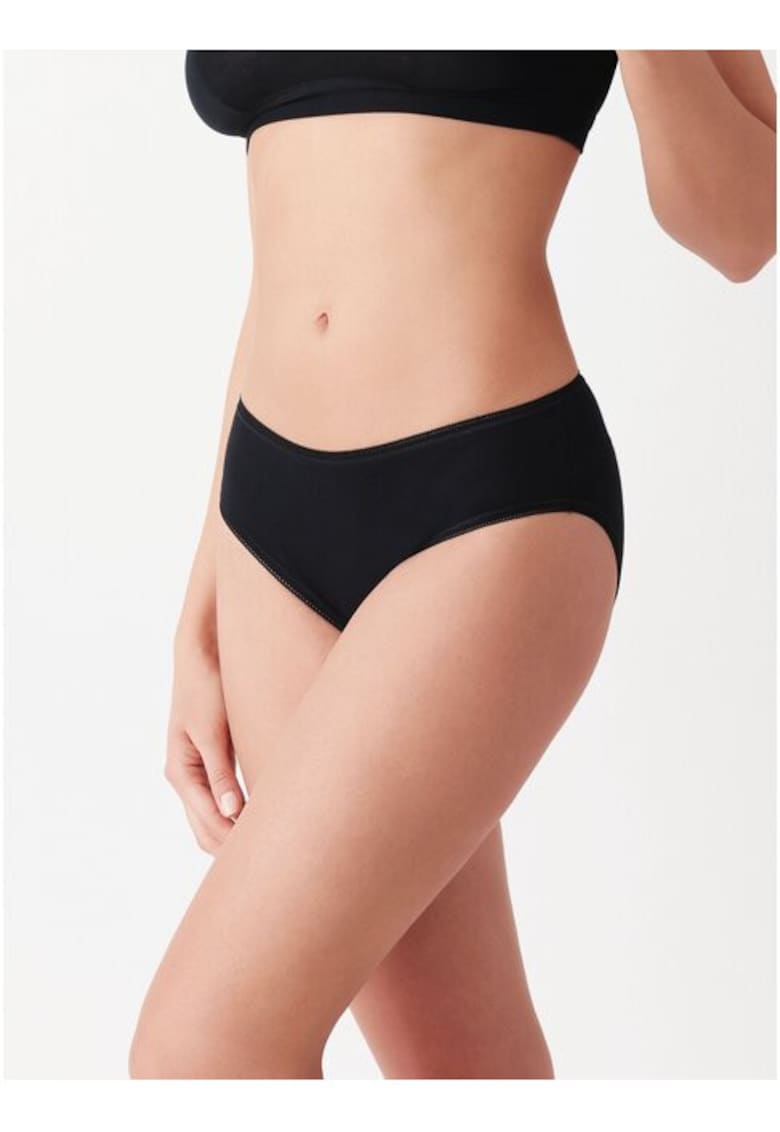 Chiloti clasici bumbac 100% clin impermeabil cu talia medie 3680 0001 - Negru