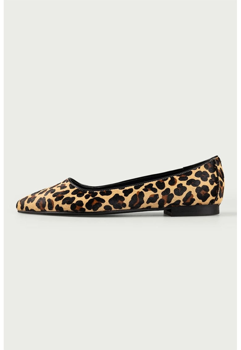 Balerini din piele cu varf ascutit si animal print Lilly