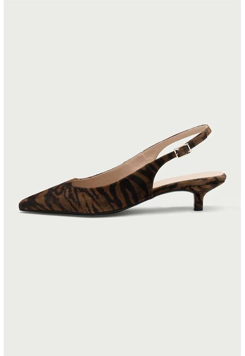 Pantofi slingback de piele cu varf ascutit Aria - Maro