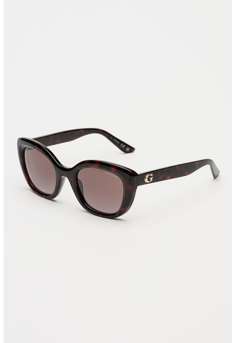 Ochelari de soare cat-eye cu model uni - Negru/Maro