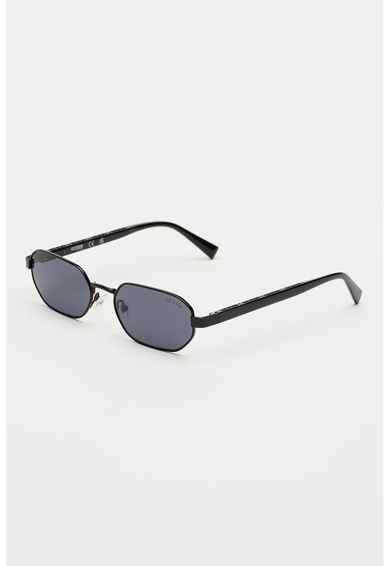 Ochelari de soare ovali cu model unisex - Negru