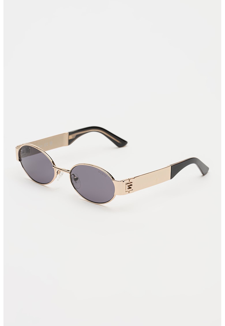 Ochelari de soare ovali cu rama metalica - Auriu