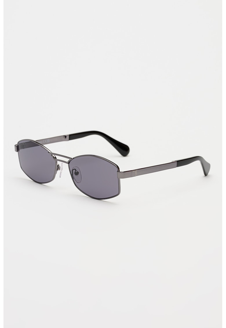 Ochelari de soare ovali cu rame metalice - Argintiu inchis