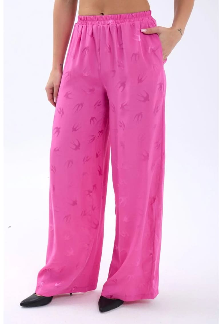 Pantaloni dama - Bumbac/Poliester - Roz - Talie inalta