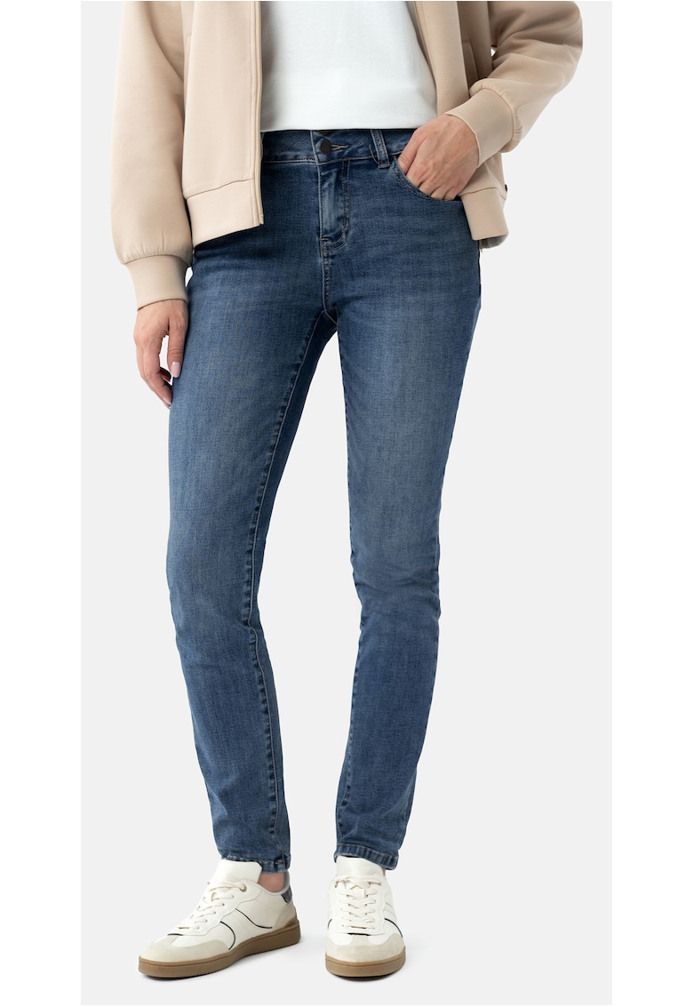Blugi dama slim fit cu talie medie - cu 5 buzunare - D-Montana 16 - albastru - Albastru