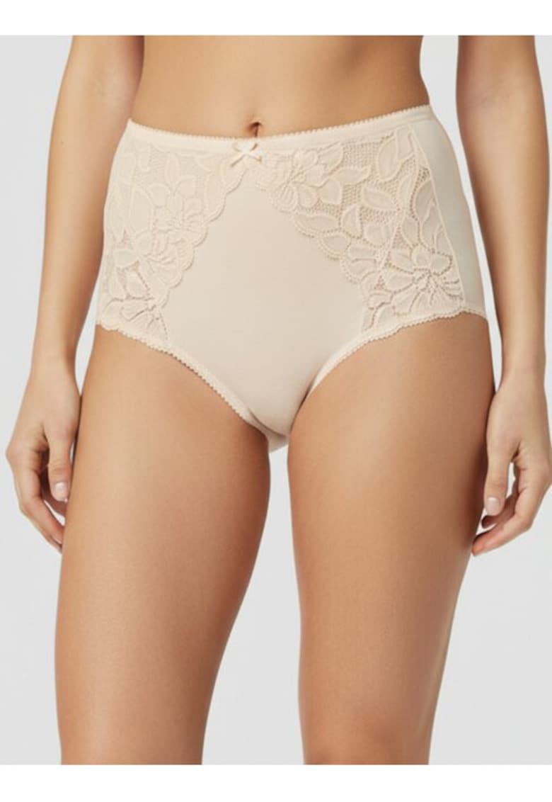 Chiloti clasici bumbac cu talia inalta si dantela ADC90 - Nude rose