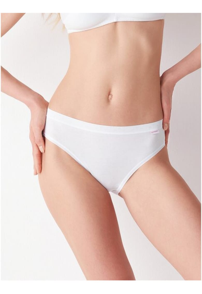 Chiloti clasici bumbac cu talia joasa AD739 0001 - Alb