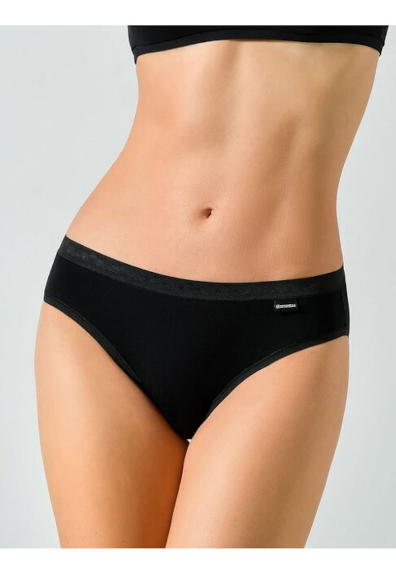 Chiloti clasici bumbac cu talia joasa AD739 0001 - Negru