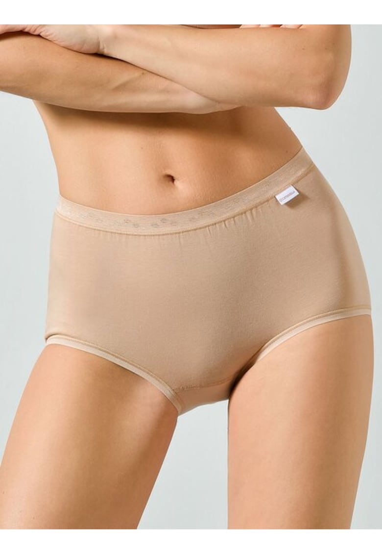 Chiloti clasici bumbac cu talia medie 8001 0001 - Bej