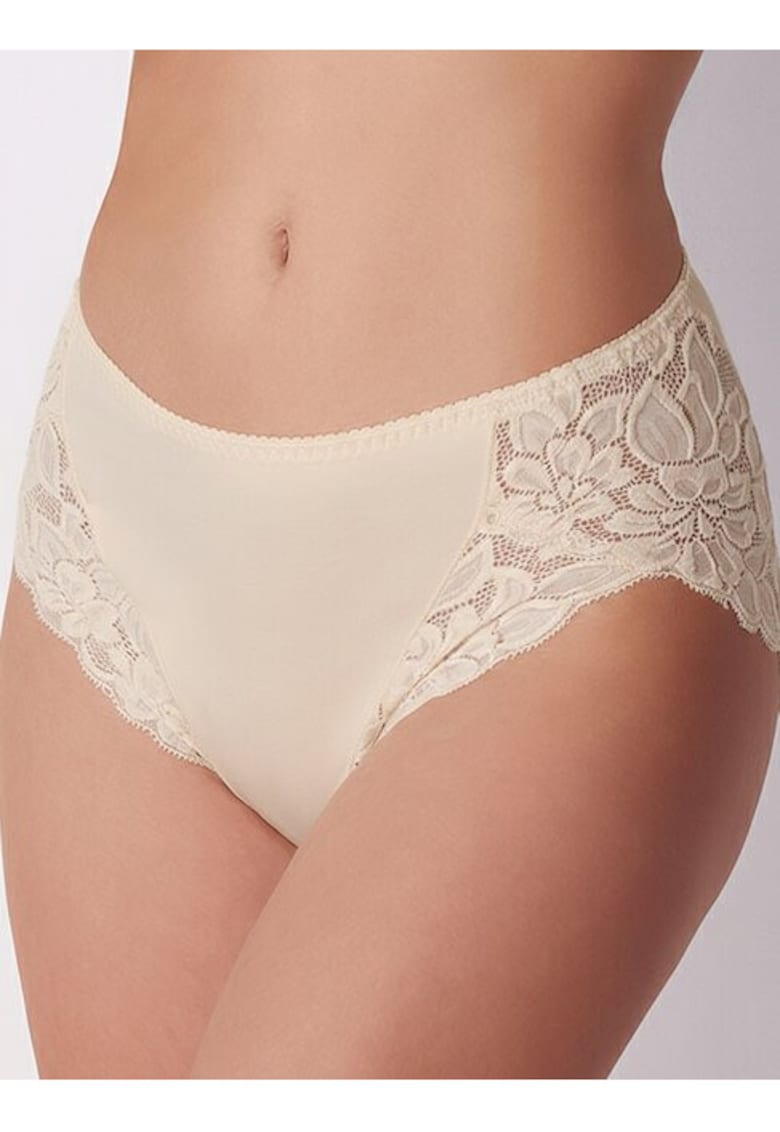 Chiloti clasici bumbac cu talia medie si dantela ADC89 - Nude rose