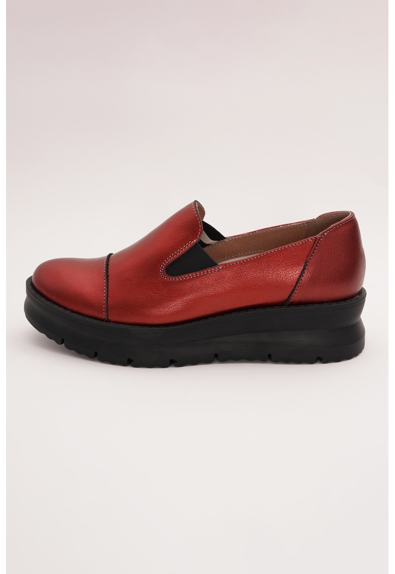 Pantofi slip-ons cu talpa masiva - Rosu inchis