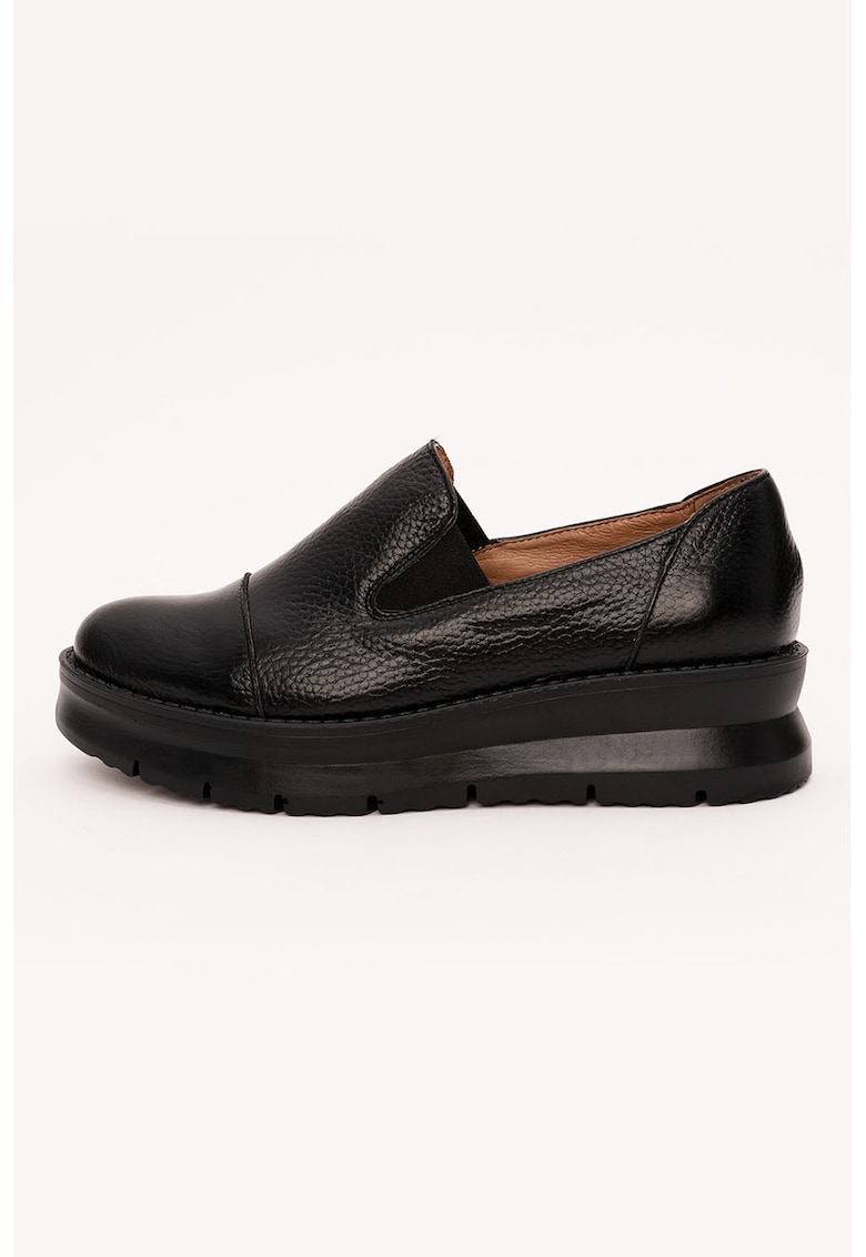 Pantofi wedge din piele - Negru
