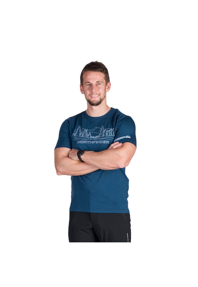 Tricou outdoor din lana pentru barbati Olek navyfewqgq - Albastru inchis