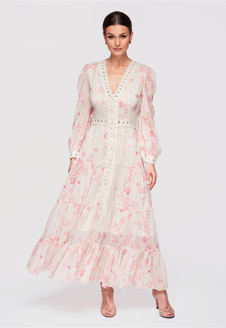 Rochie de cocktail maxi LA-OM-DLR298 - Crem