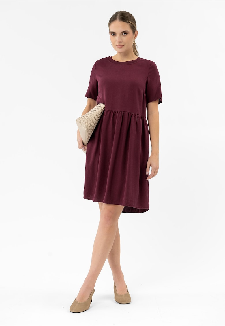 Rochie midi cu croiala dreapta - maneci scurti - buzunare - G-Awita - roz - Roz