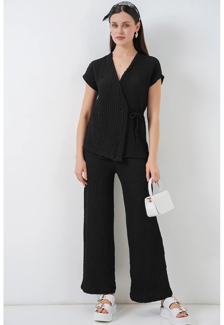 Costum dama - din doua piese - negru - jerseu