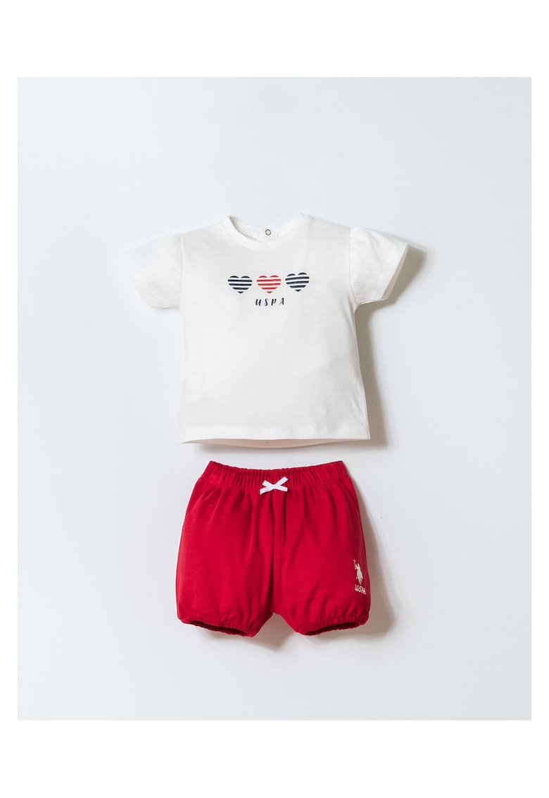 Set tricou cu imprimeu pantaloni Alb - Alb