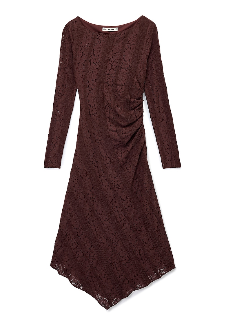 Rochie asimetrica de dantela - Maro pamantiu