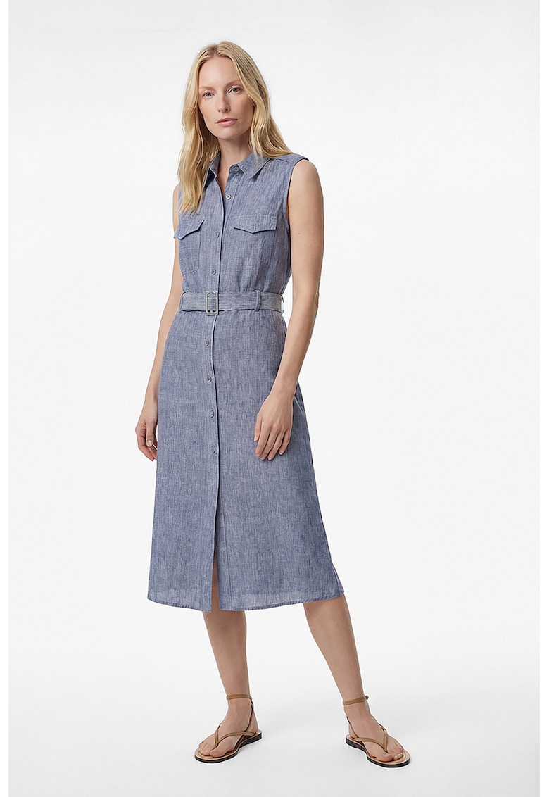 Rochie-camasa fara maneci - Albastru deschis melange