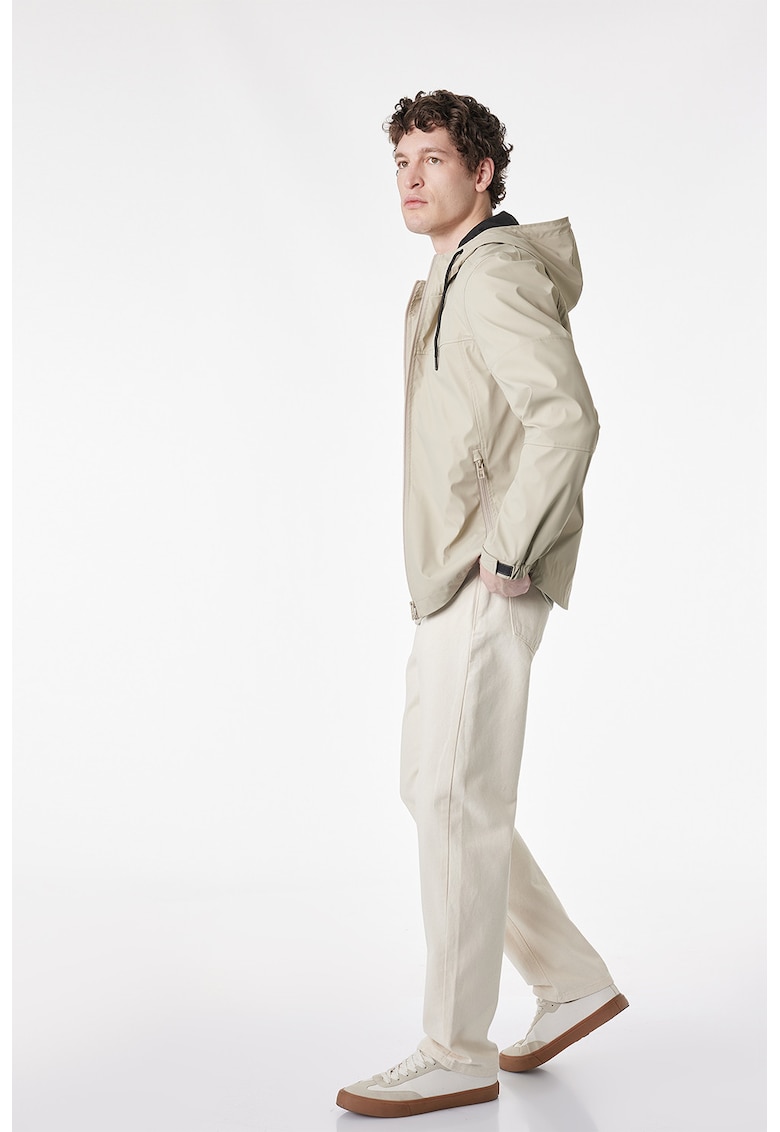 Blugi drepti cu model uni - Crem