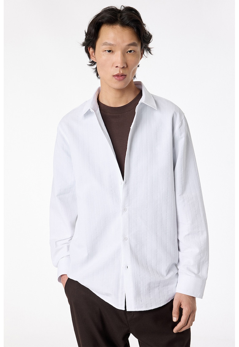 Camasa regular fit cu aspect texturat - Alb