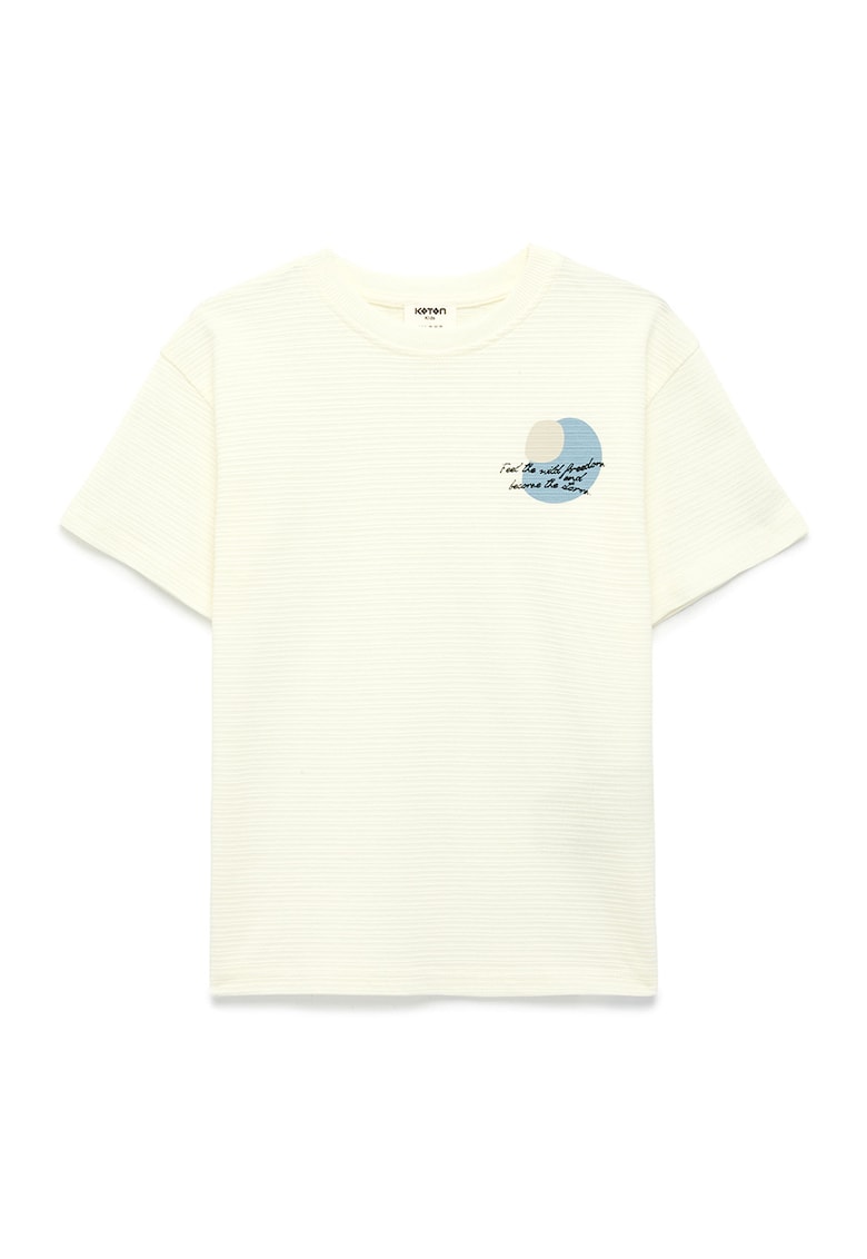 Tricou din bumbac cu maneci cazute - Alb murdar