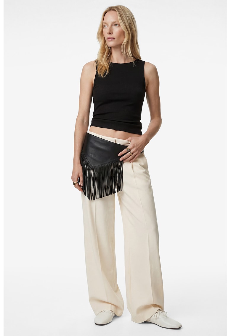 Top cu aspect striat - Negru