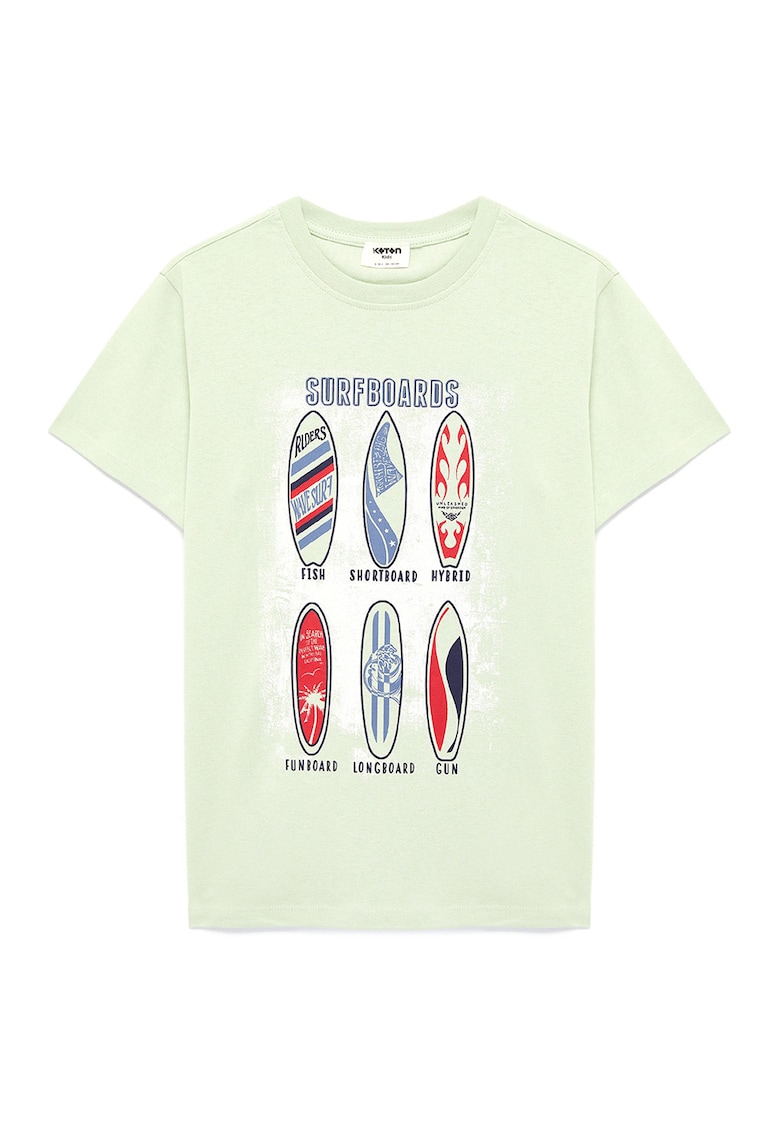 Tricou din bumbac cu imprimeu grafic - Verde pal