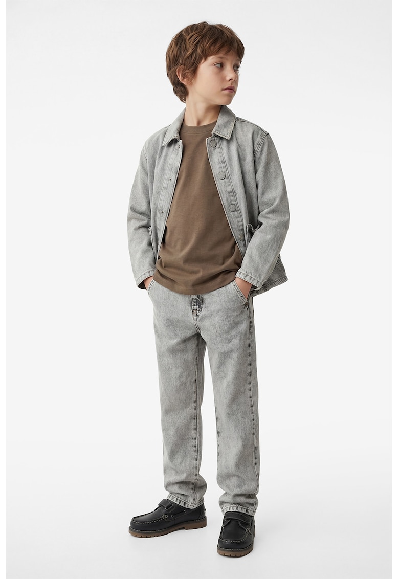 Jacheta din denim cu buzunare aplicate - Gri deschis