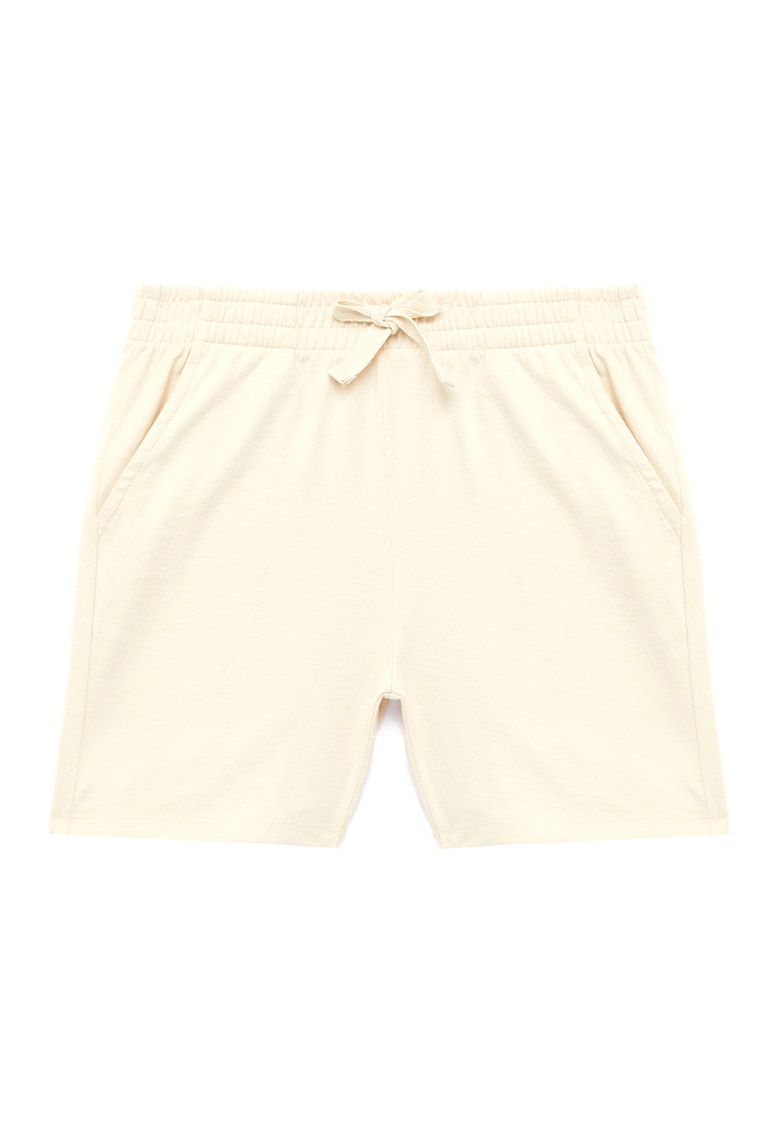 Pantaloni scurti cu snur de ajustare in talie - Bej deschis