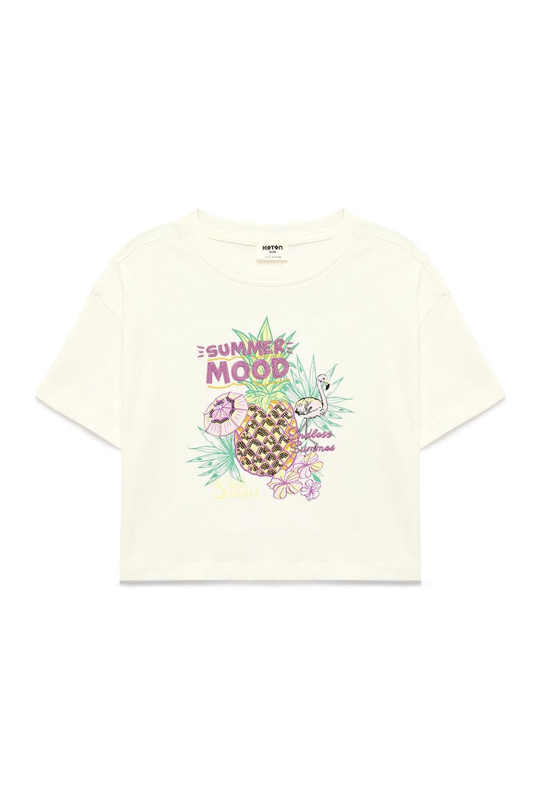 Tricou cu imprimeu grafic - Alb murdar