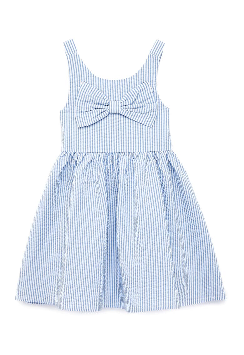 Rochie cu pliuri si dungi - Albastru deschis