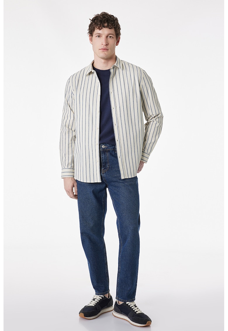 Camasa regular fit cu model in dungi - Negru/Alb murdar