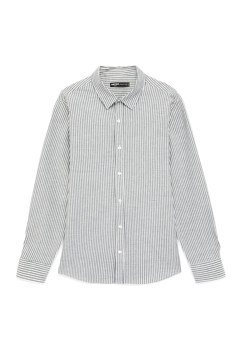 Camasa regular fit cu model in dungi - Alb/Gri deschis