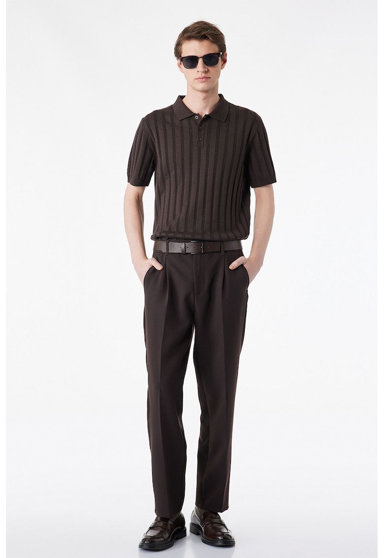 Pulover polo cu maneci scurte - Maro inchis