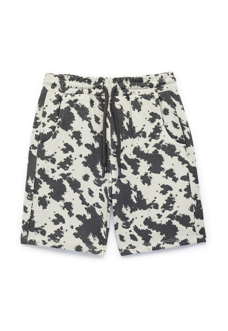 Pantaloni scurti din bumbac cu model - Negru/Gri deschis