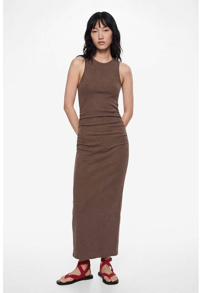 Rochie maxi - fara maneci - Maro camel