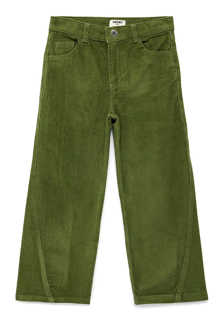 Pantaloni de catifea relaxed fit cu talie ajustabila - Verde masliniu