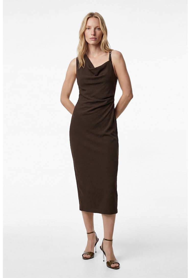 Rochie drapata cu croiala bodycon - Maro