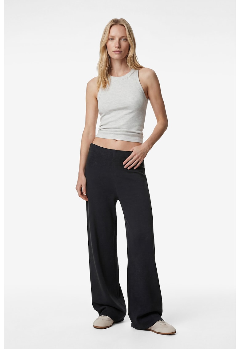 Pantaloni tricotat fin cu croiala ampla - Gri antracit
