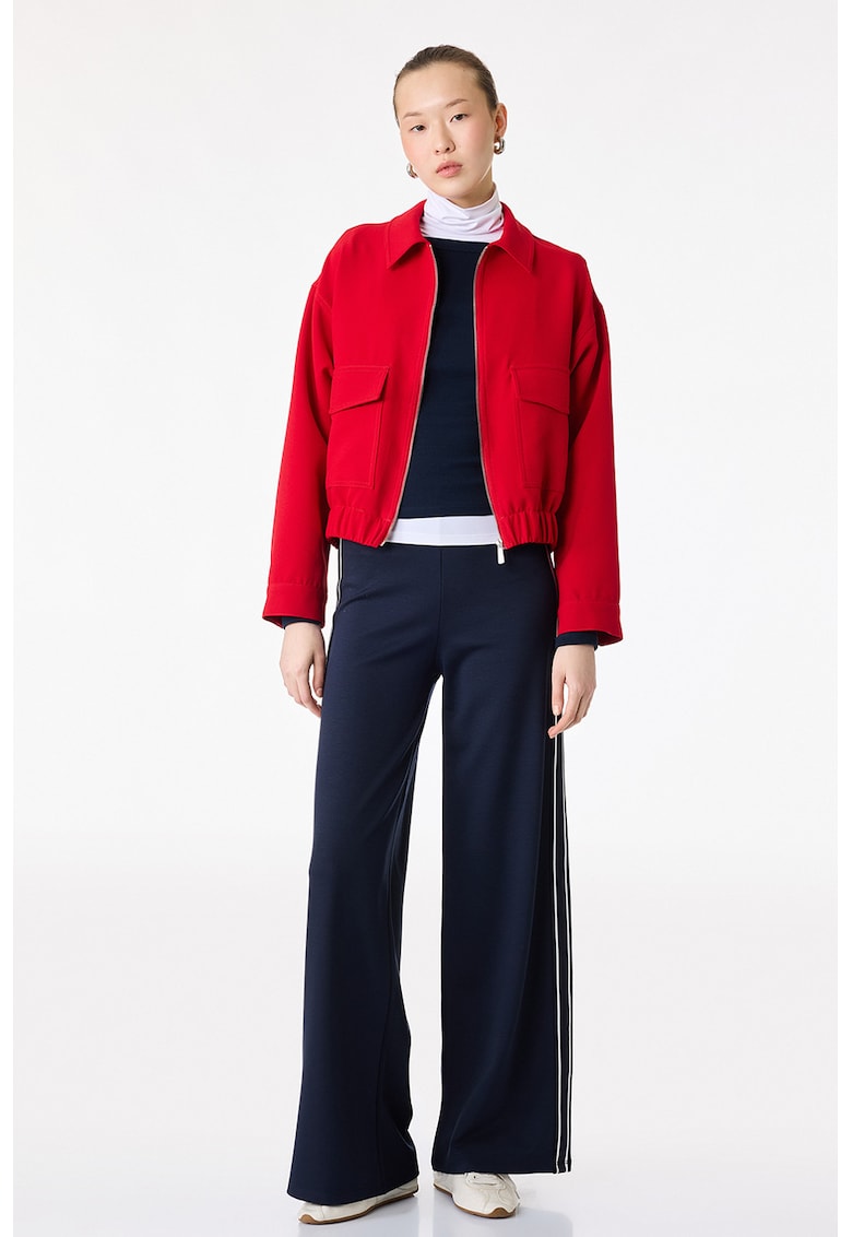 Pantaloni de trening cu croiala ampla si talie elastica - Bleumarin