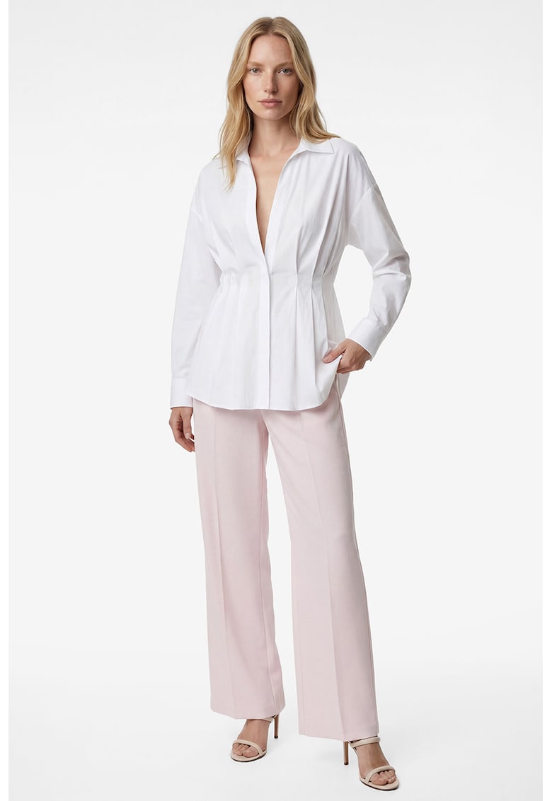 Pantaloni cu croiala ampla si detalii cu pensa - Roz pal
