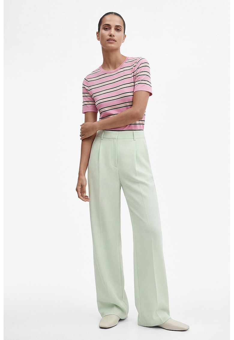 Pantaloni cu croiala ampla si detalii cu pensa - Verde pal