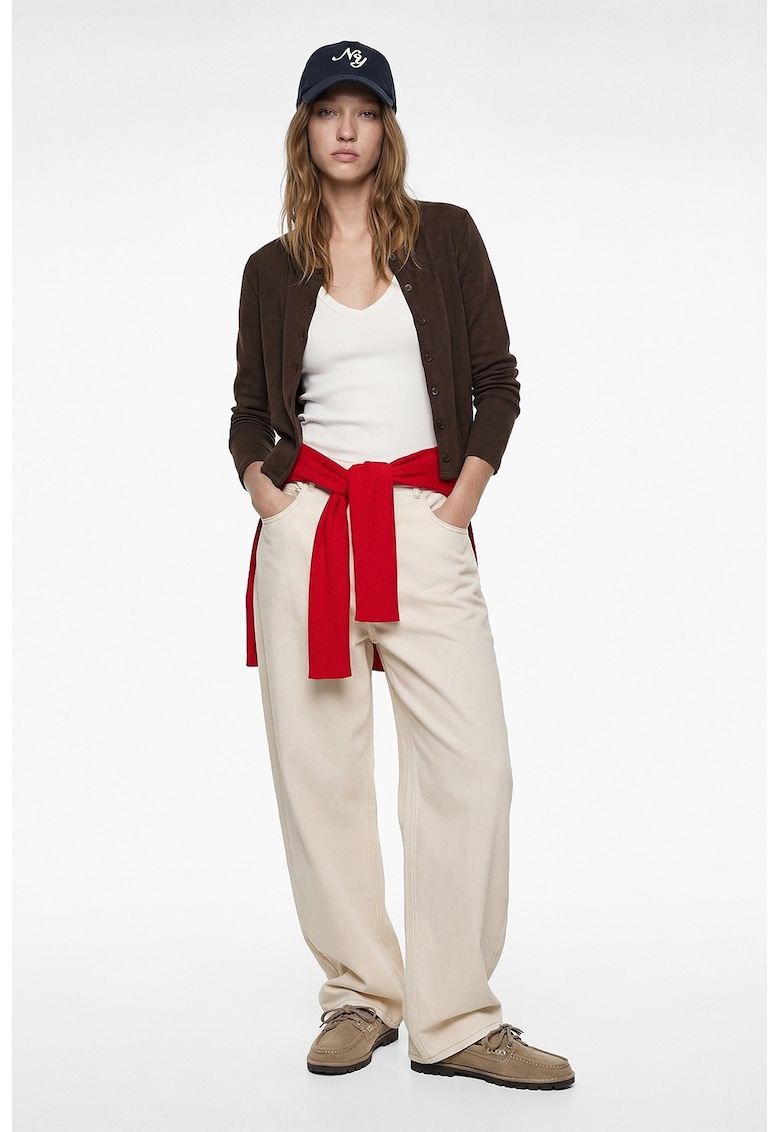 Cardigan slim fit cu model uni - Maro